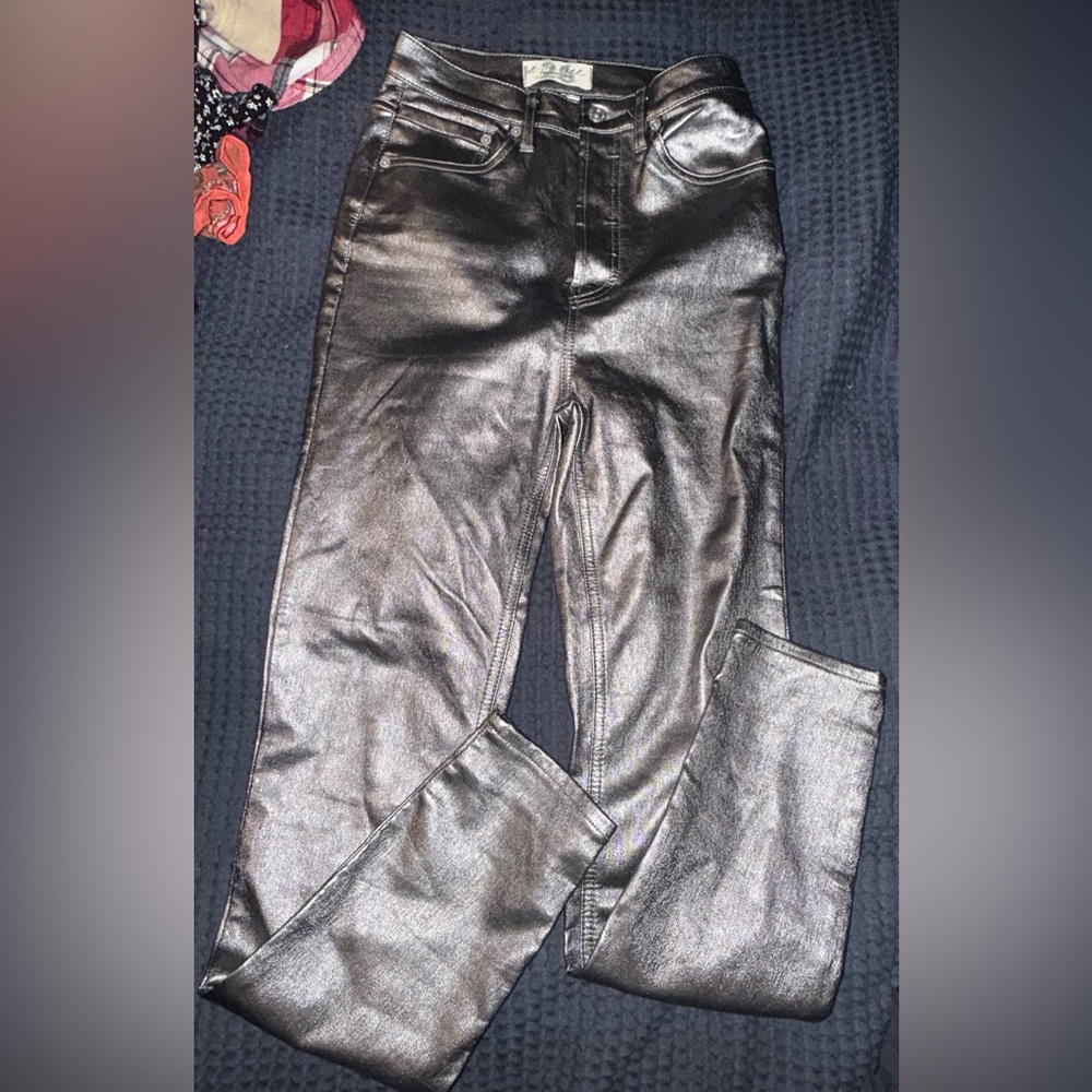 We The Free Metallic Black Coated Jeans